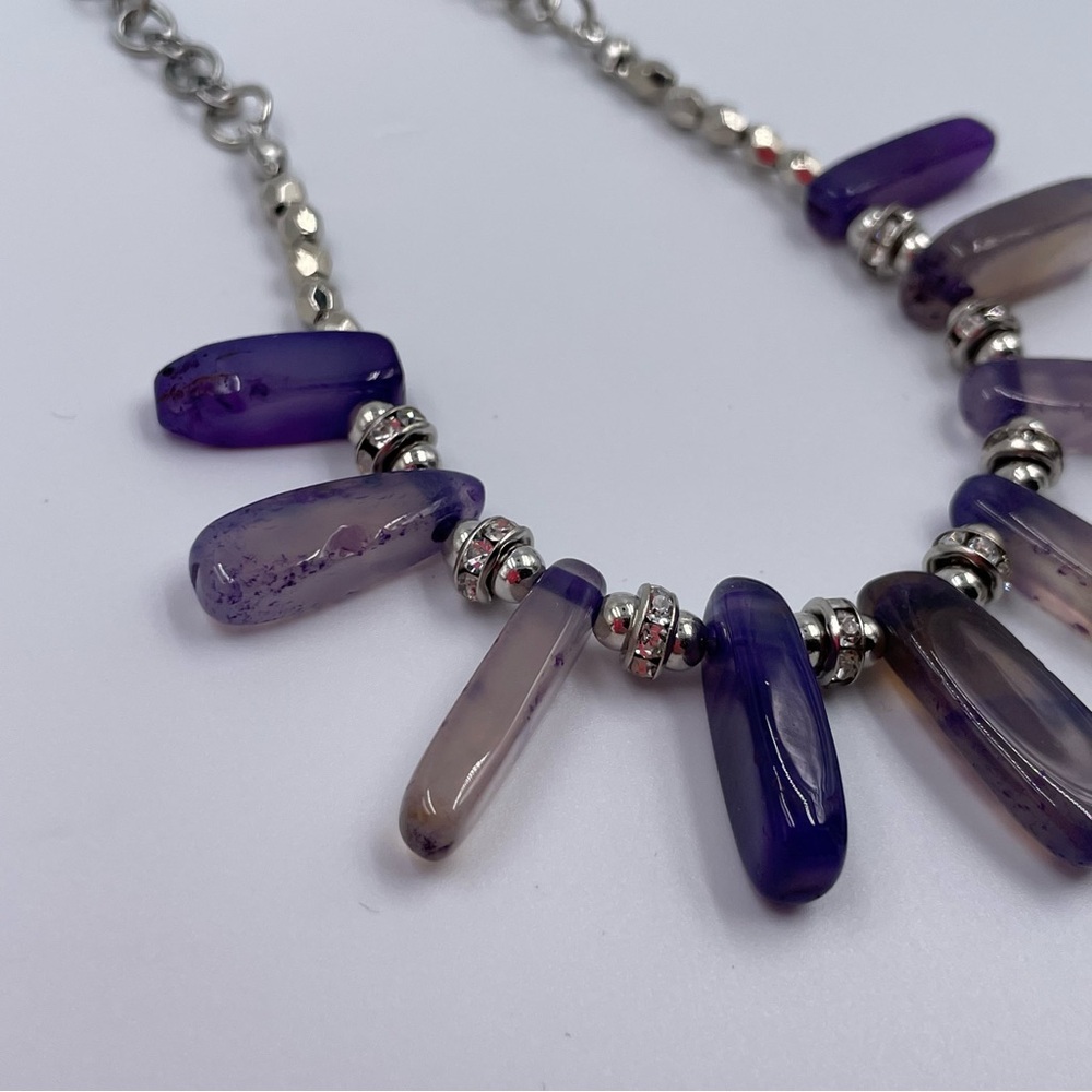 Apt. 9 Elegant Purple and Silver Necklace Genuine Semi-Precious Stone NWT